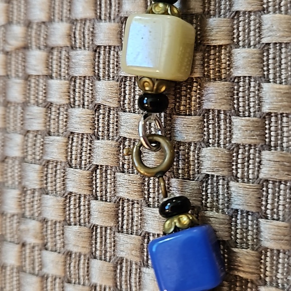 Vintage Czech Harlequin Multi-Colored Glass Cube Necklace 1930's. 38" - Picture 6 of 6